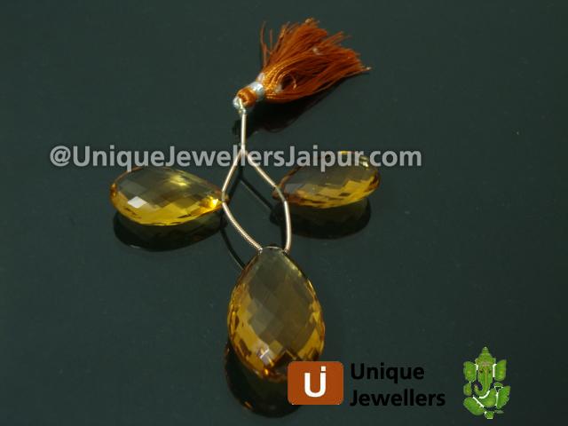 Honey Quartz Faceted Pear Beads